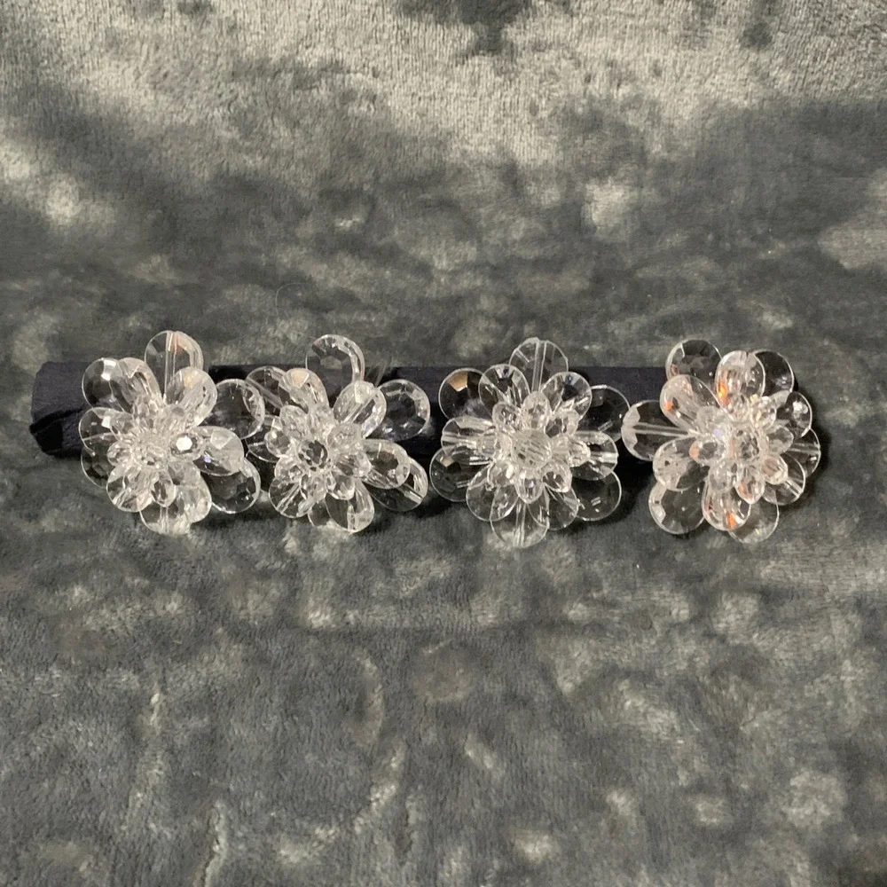 Clear Acrylic Flower Napkin Rings 3D Floral Set of 9 Party Wedding Shower